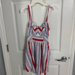 Express Red and Blue Striped Dress